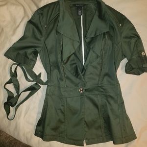 Dark green White House Black Market cover blouse